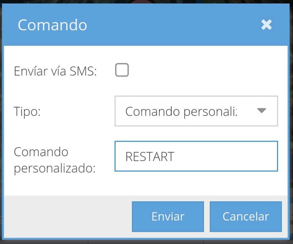Enviar comandos personalizados en Traccar