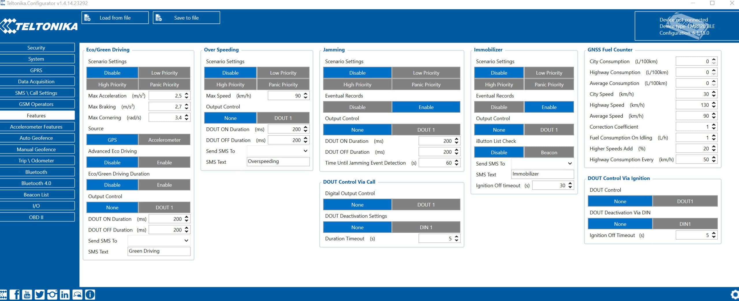 Configuración de funciones en Teltonika