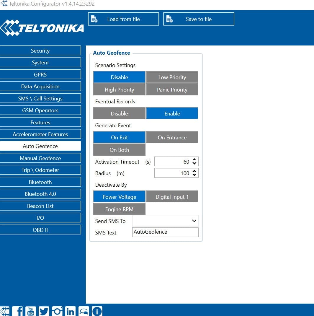 Configuración de geocerca automática en Teltonika