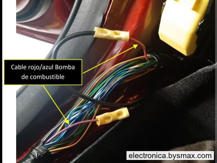 Paso 1: CORTE A LA BOMBA DE COMBUSTIBLE, CABLE ROJO CON FR