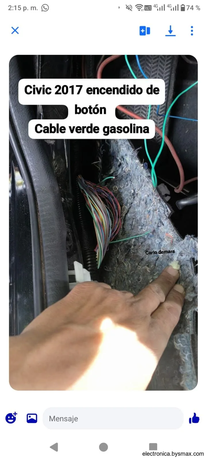 Paso 1: Civic 2017 encendido de botón cable verde gasolina