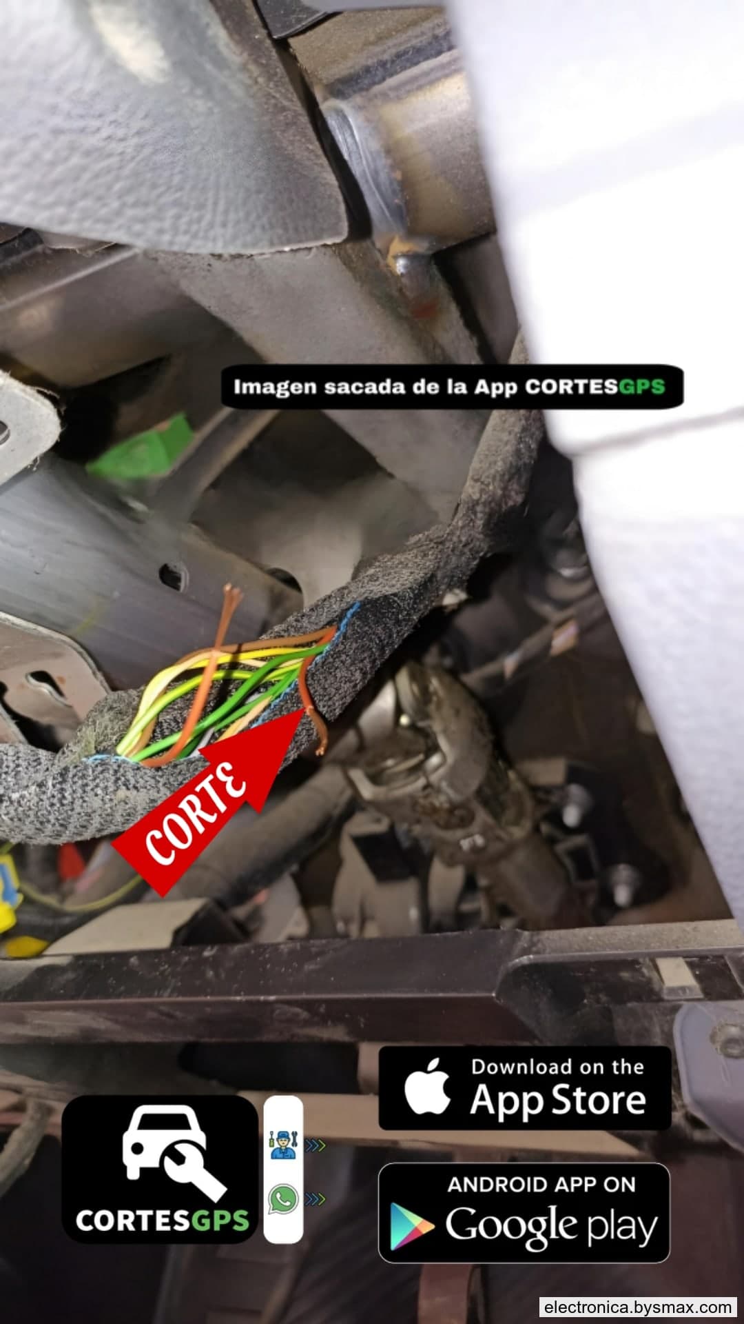 Paso 1: CORTE A IGNICIÓN, CABLE COLOR ROJO UBICADO ABAJO A