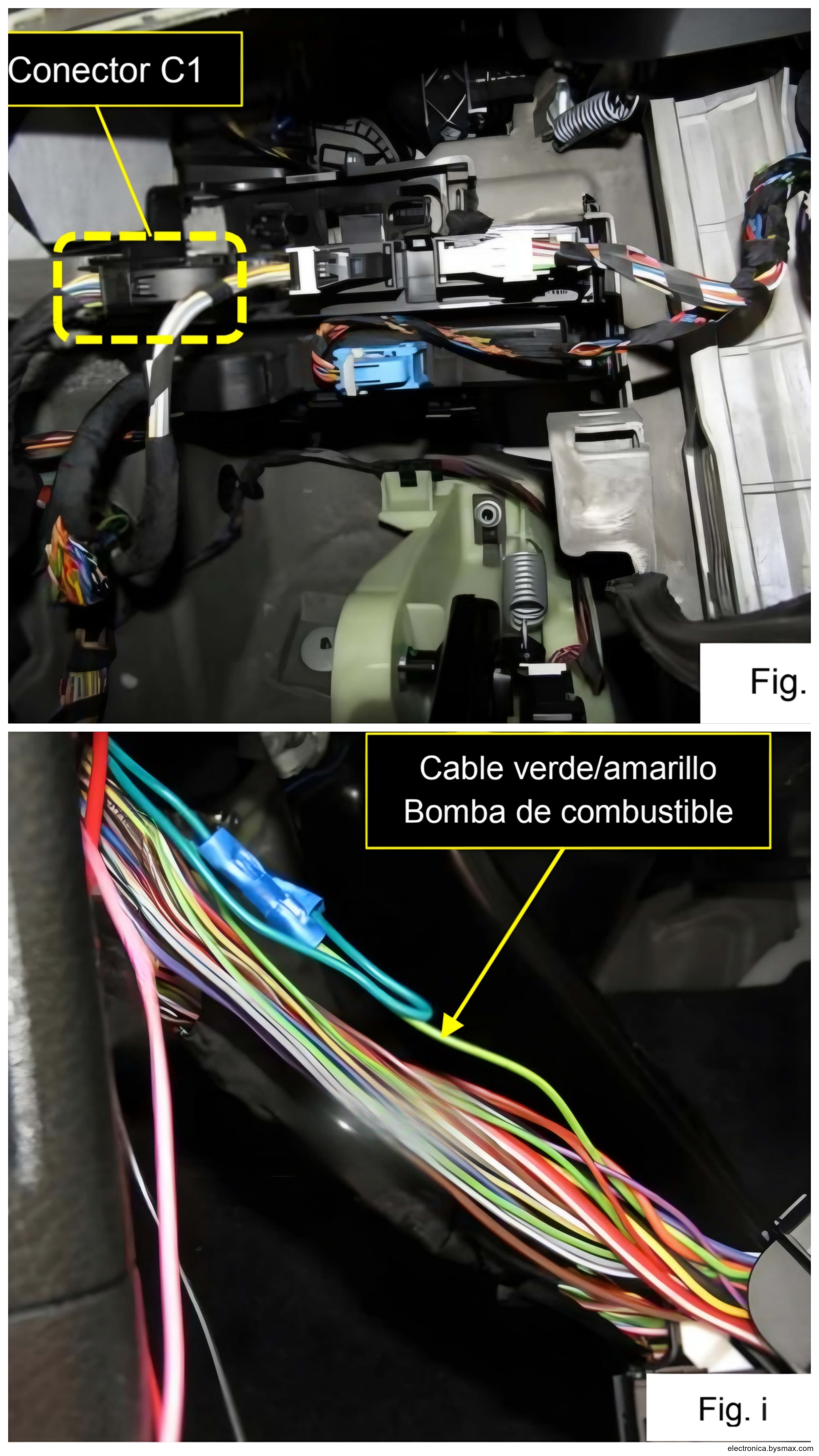 Paso 1: CORTE A LA BOMBA, CABLE VERDE/AMARILLO UBICADO POR